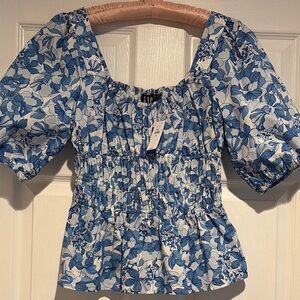 Floral Blue Women's Top NEW w TAGS